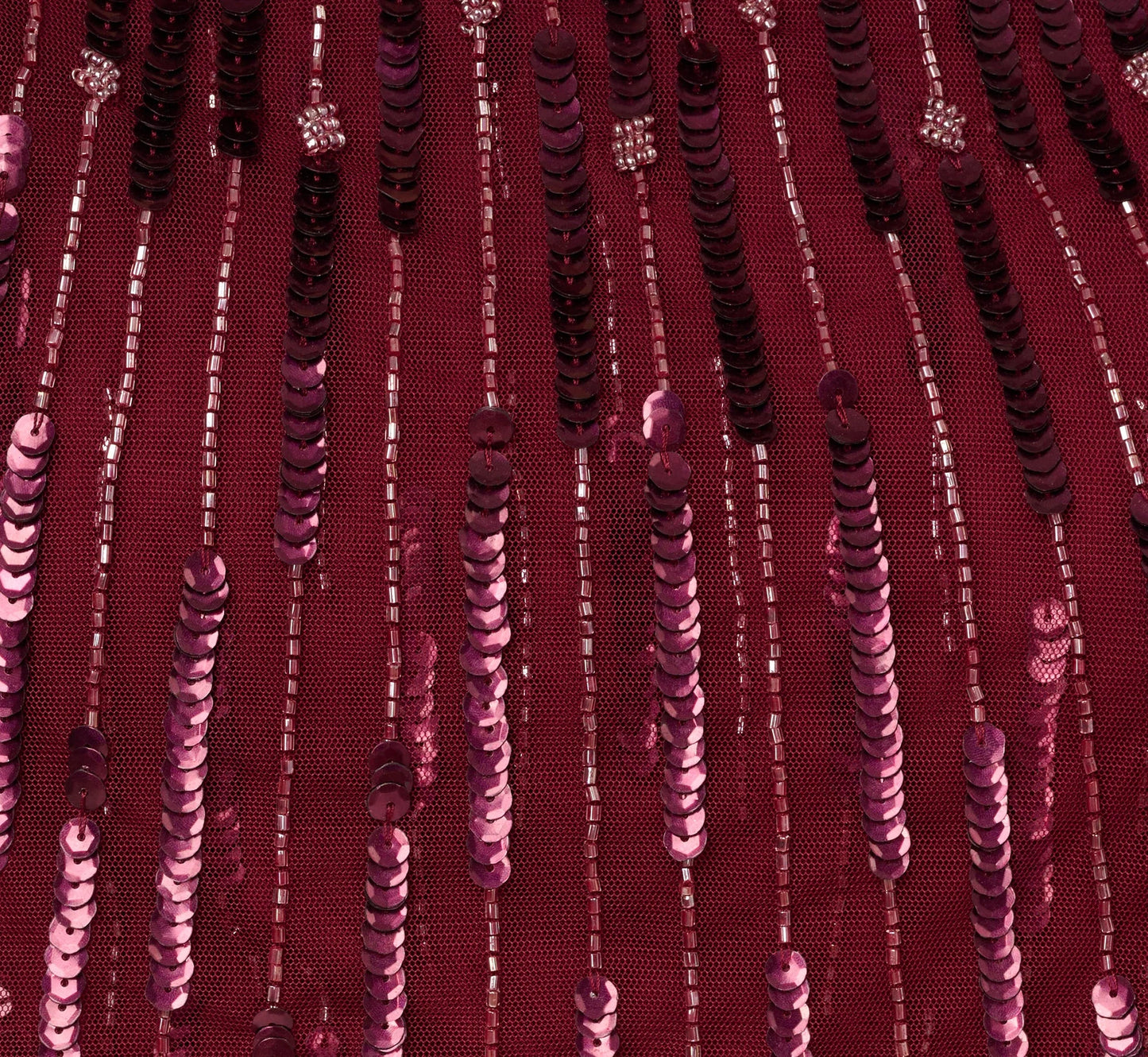 Linear Bead Cape Column Gown In Mahogany