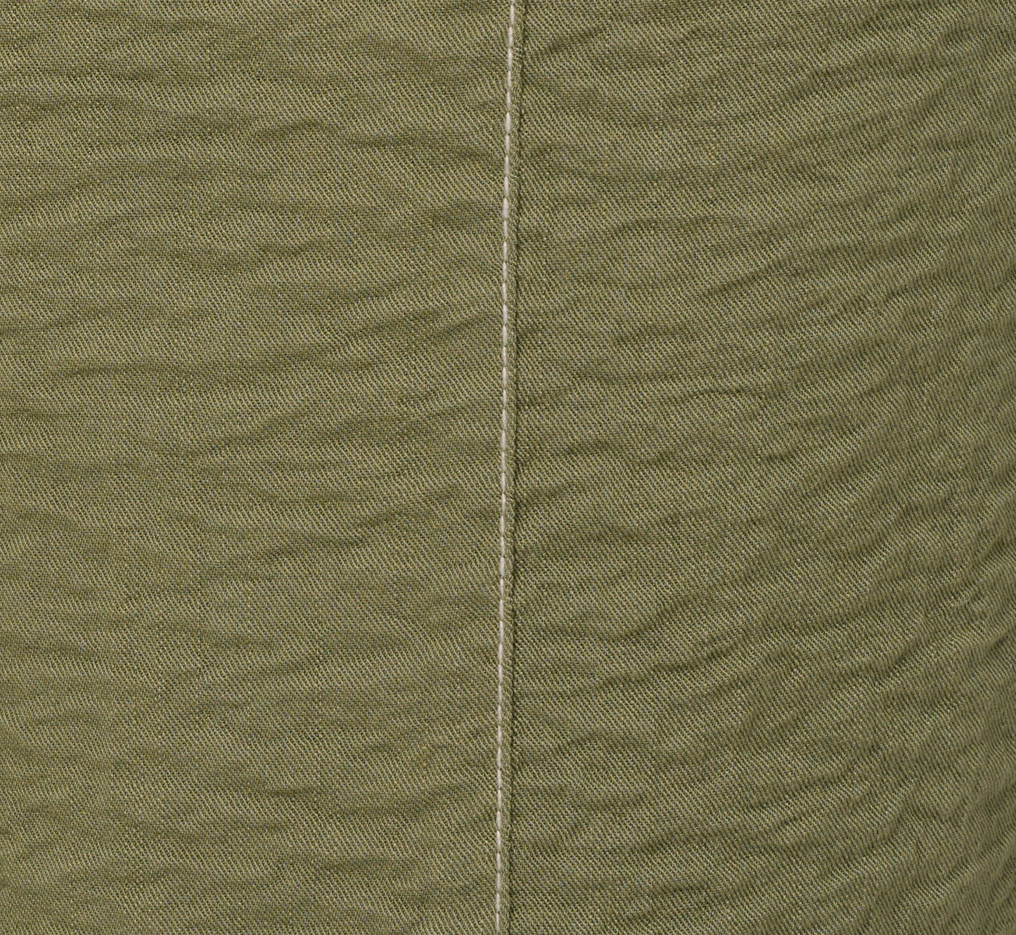 Contrast Stitching Crinkle Midi Pant In Oil Green Ivory