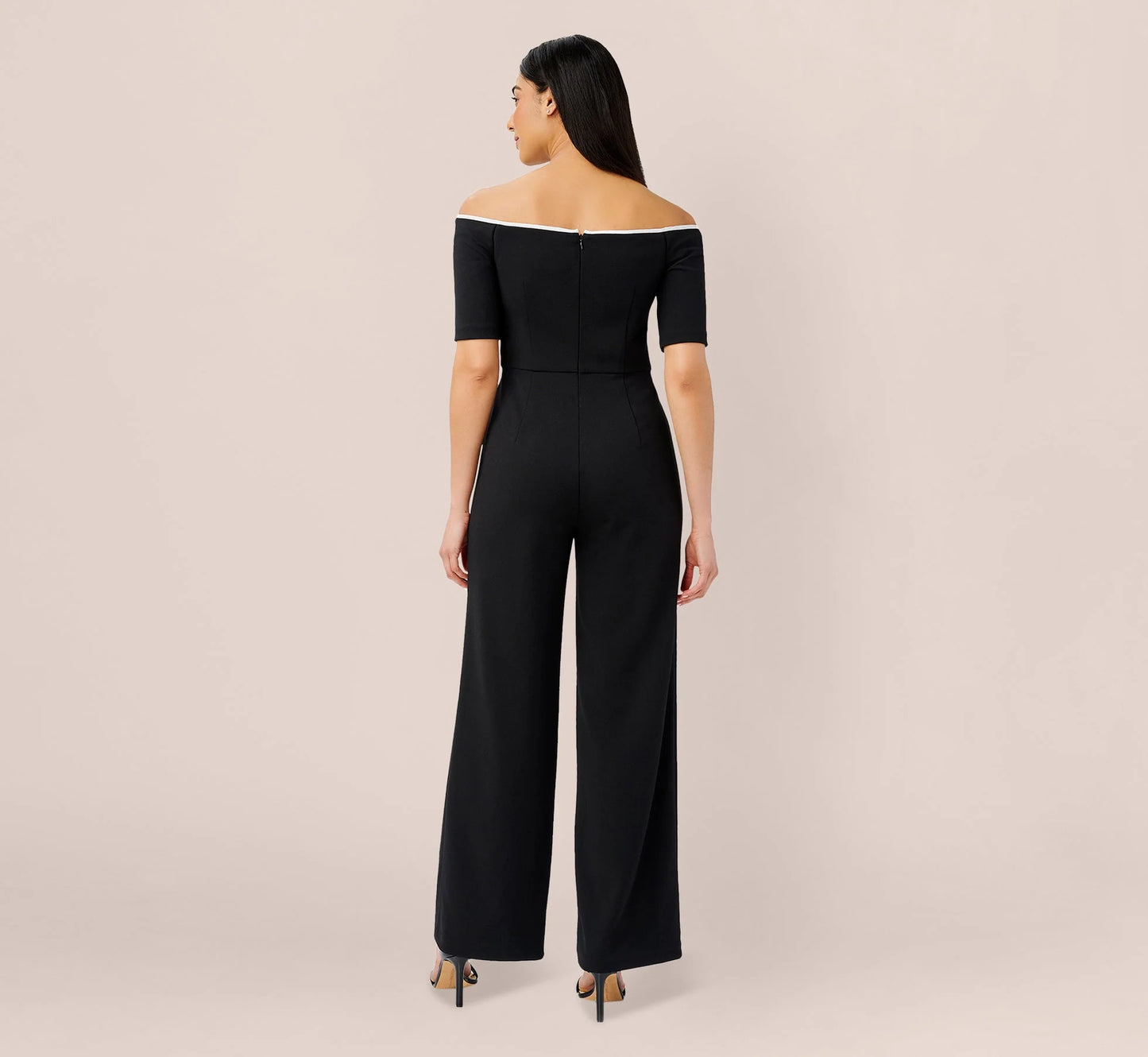 Knit Crepe Off-The-Shoulder Jumpsuit In Black