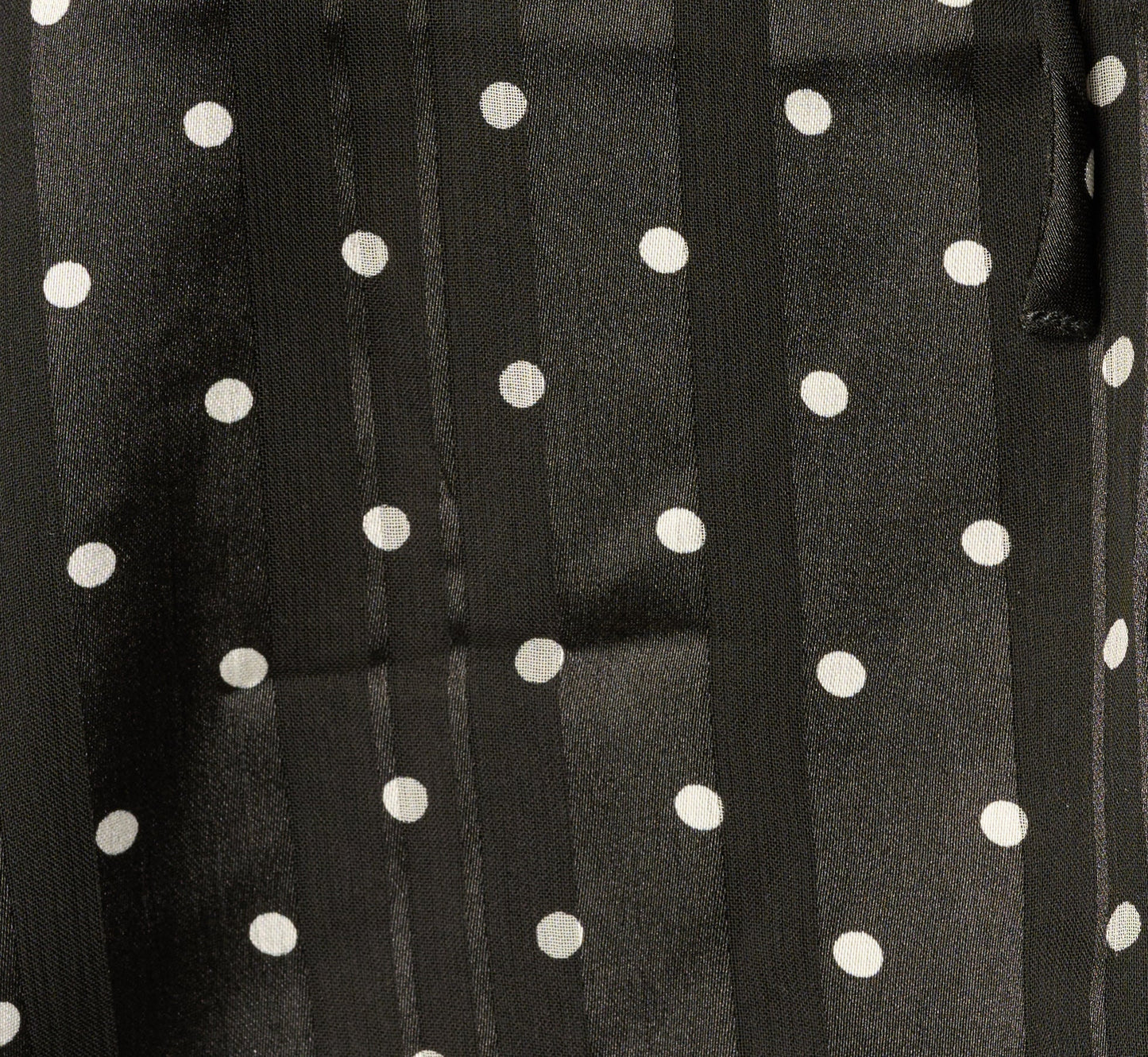 Long Sleeve Chiffon Ruffle Blouse In Black Cream Dot