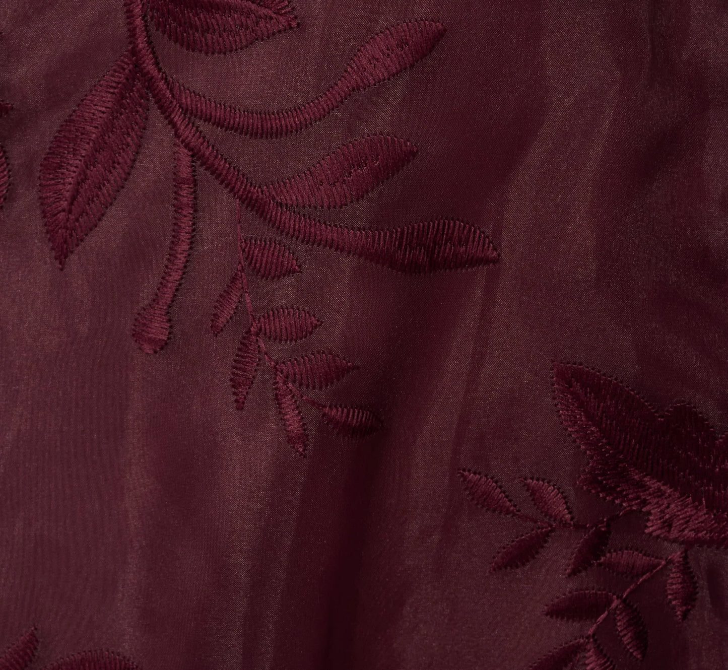 One Shoulder Floral Embroidered Gown In Raisin