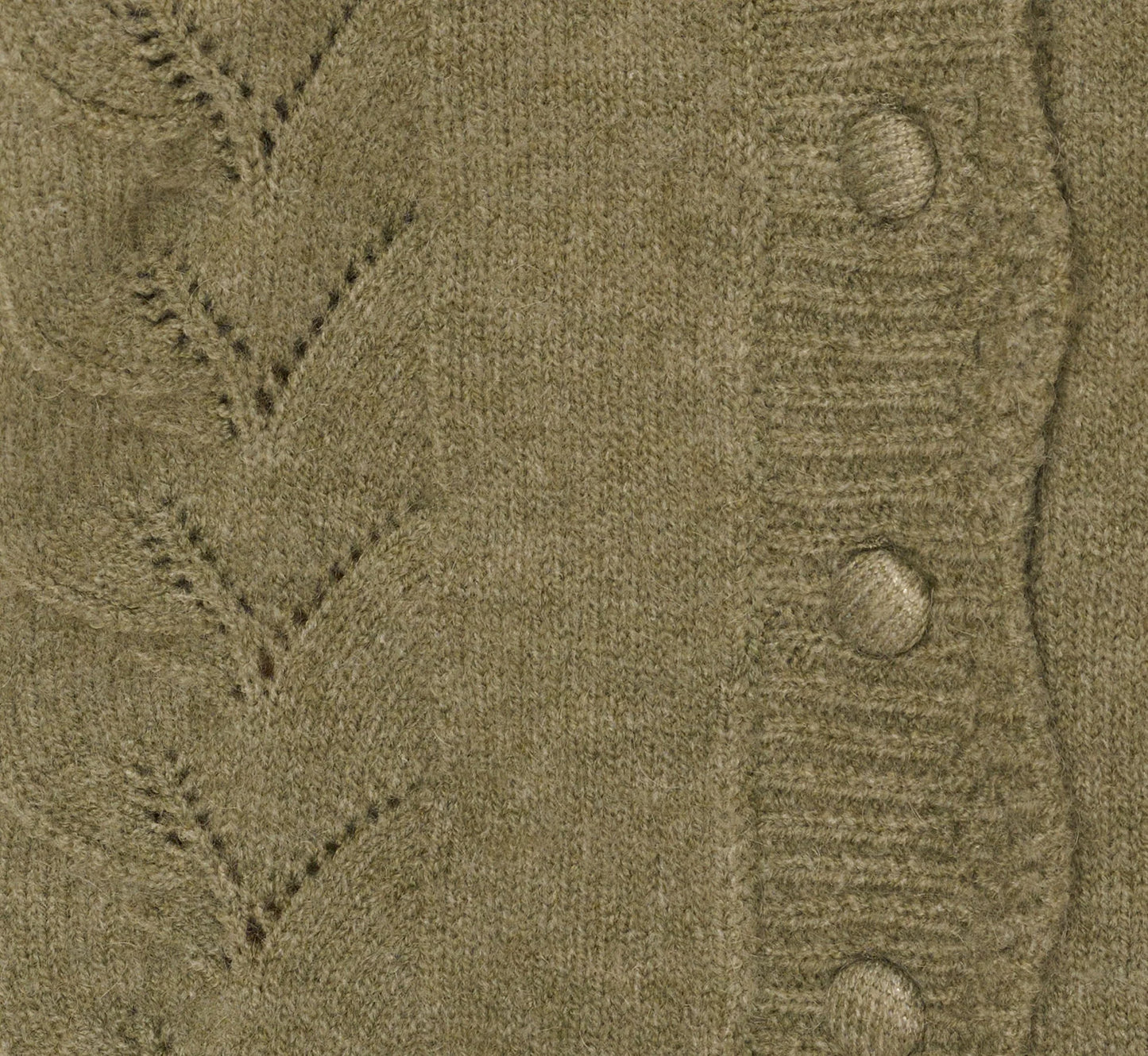 Long Sleeve Scalloped Pointelle Cardigan Sweater In Evergreen Fog