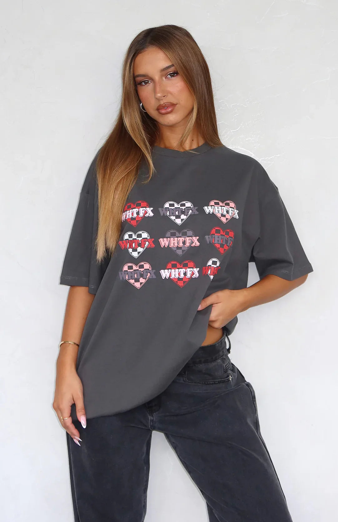 She's Too Nice Oversized Tee Charcoal