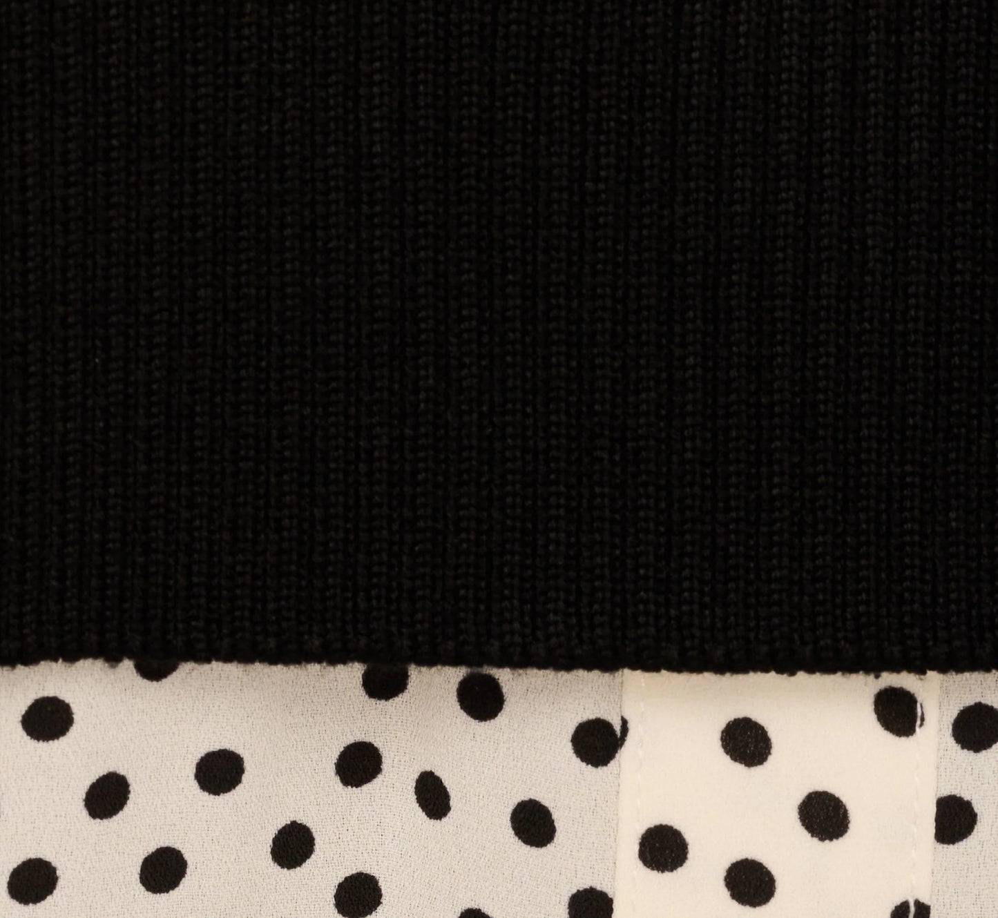 Long Sleeve Collared Printed Twover Sweater In Black W Cream Abstract Dot
