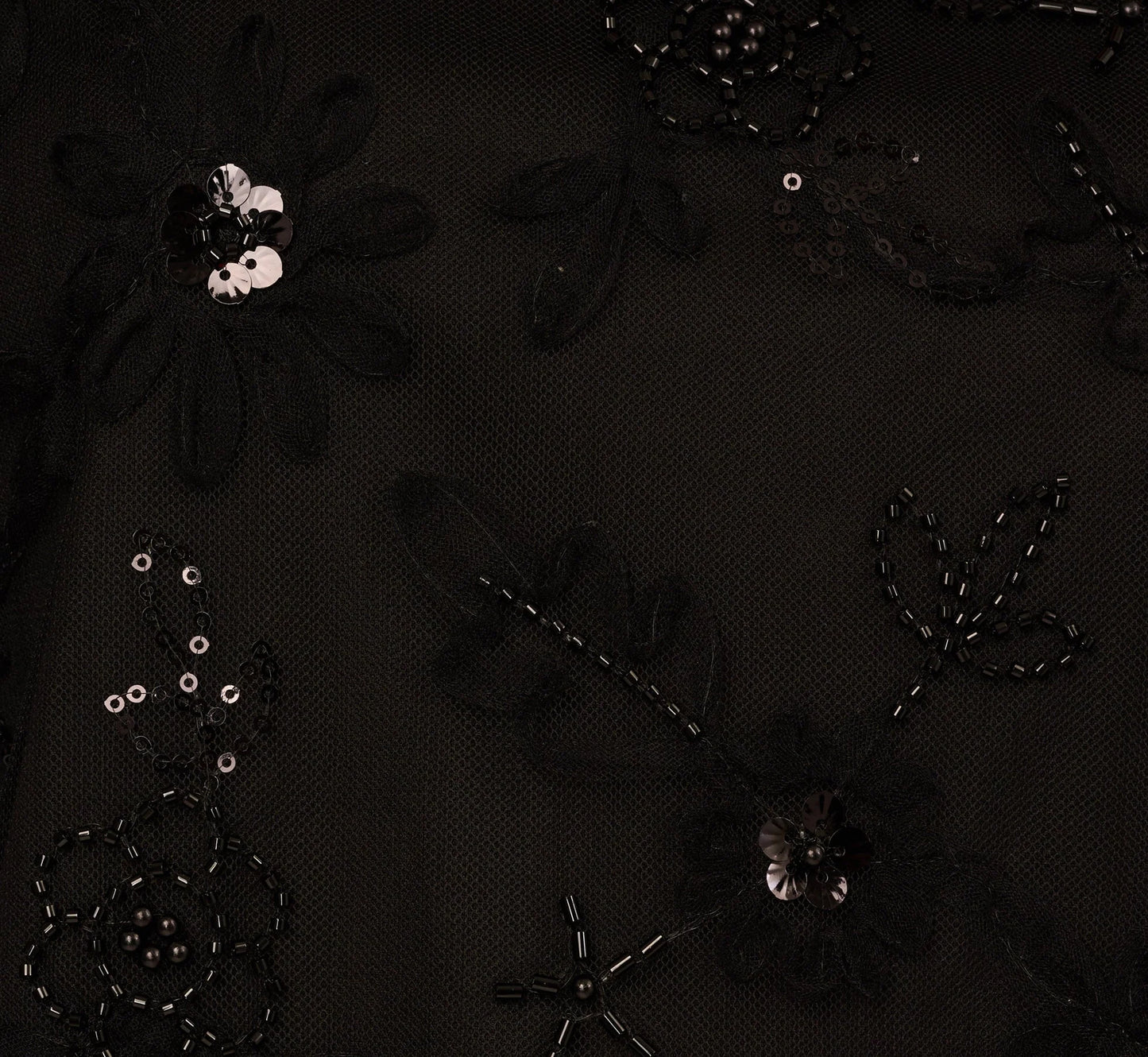 Three Quarter Sleeve Sequin Bead Top In Black
