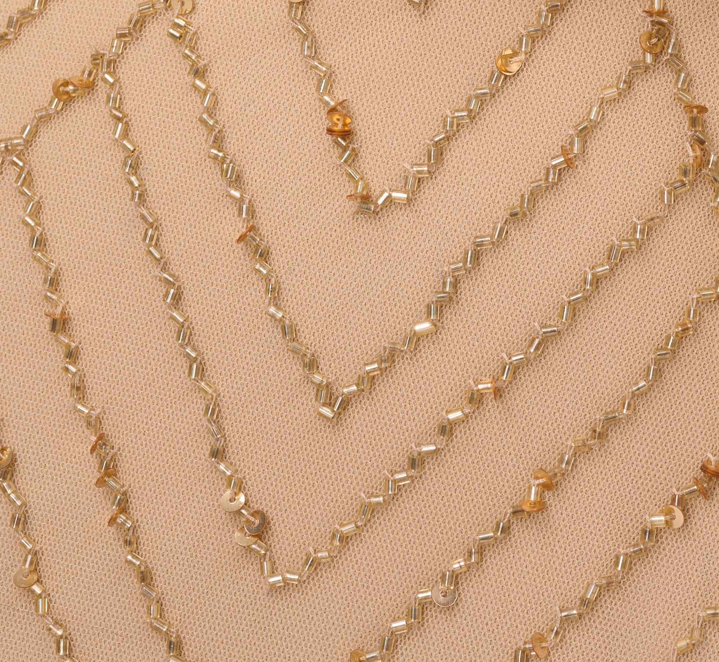 Art Deco Beaded Blouson Dress With Halter Neckline In Champagne Gold
