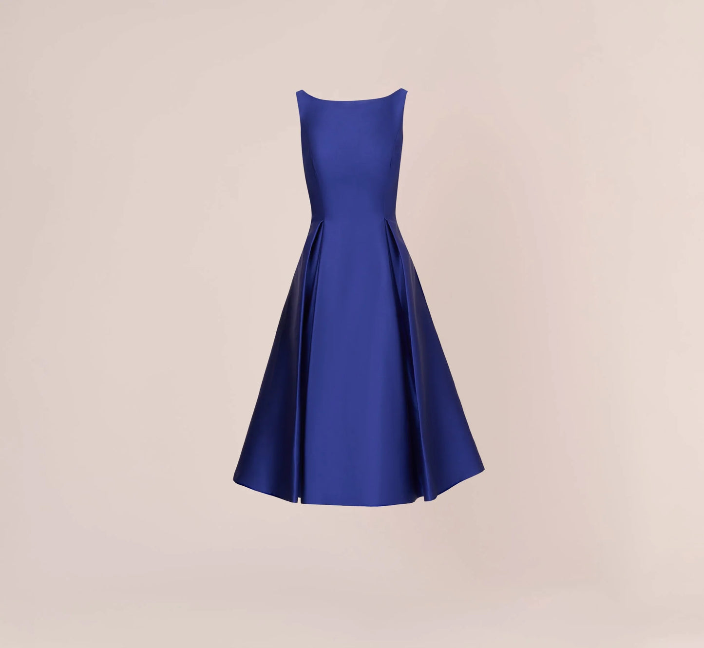 Sleeveless Mikado Fit And Flare Midi Dress With V-Back In Neptune