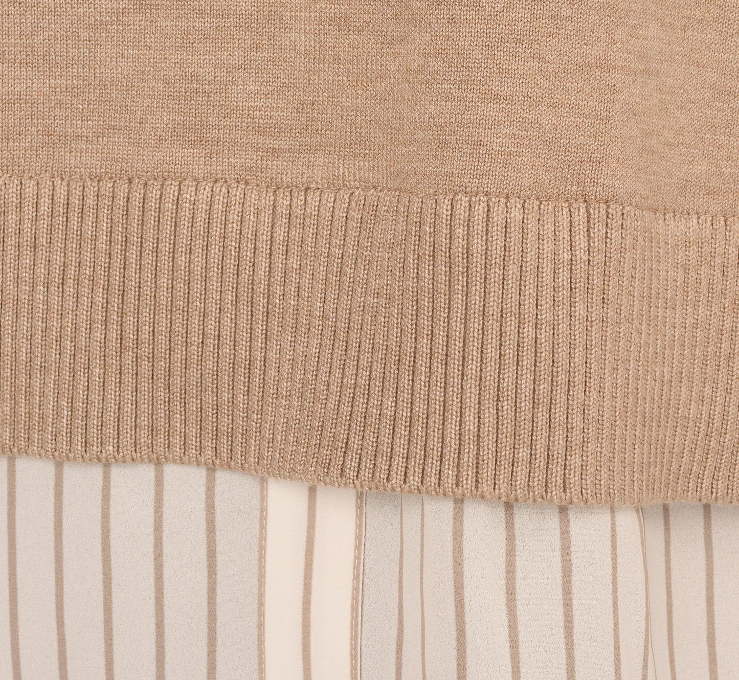 Long Sleeve Collared Printed Twover Sweater In H. Oatmeal W Staple Stripe
