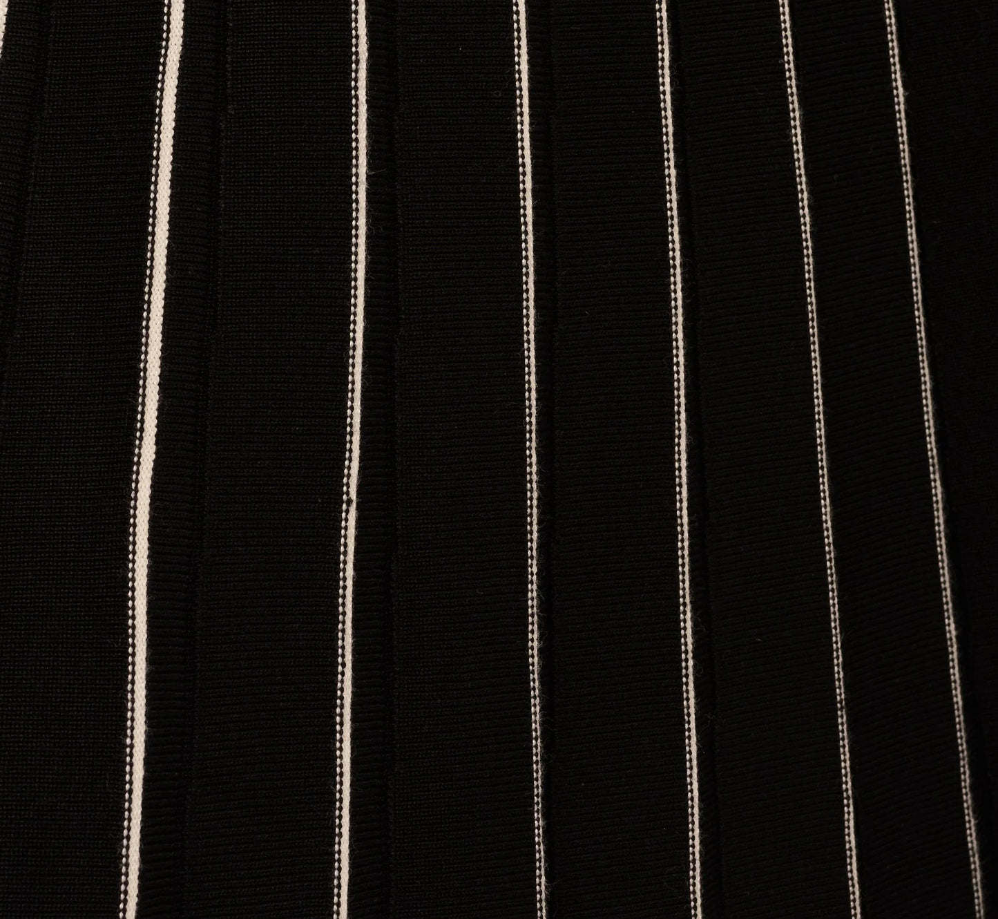 Pleated Pinstriped Knit Midi Skirt In Black Cream