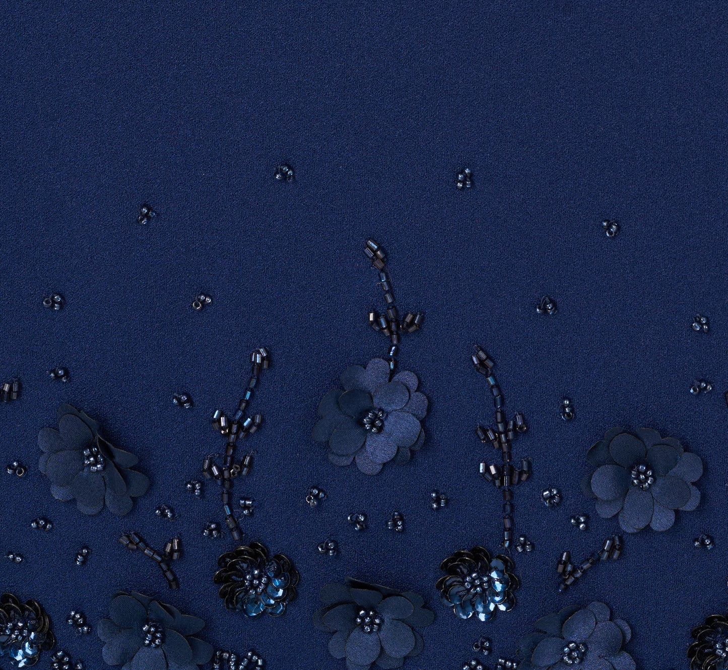 Sleeveless Beaded Organza Hem Halter Midi Dress In Navy