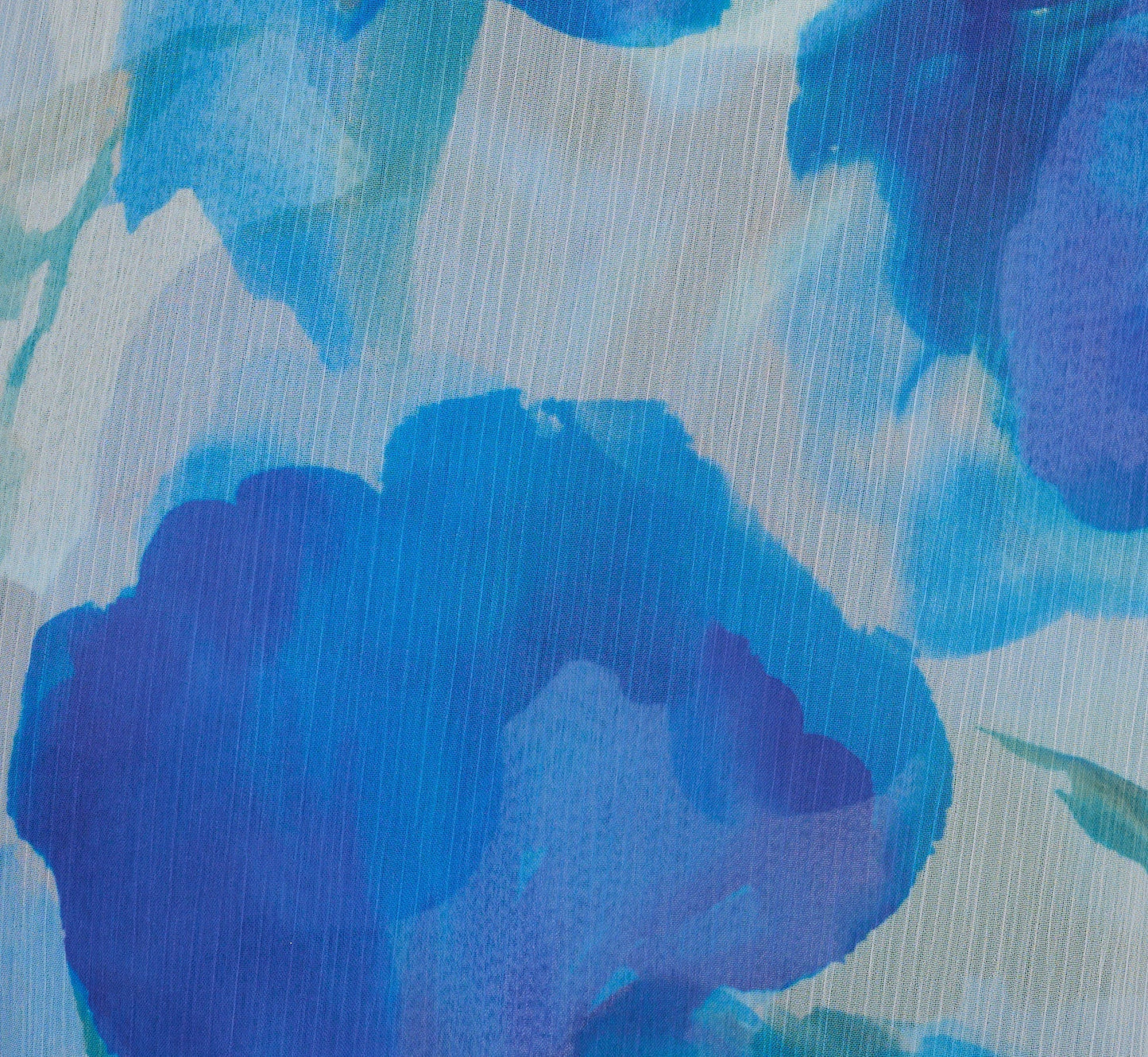 One Shoulder Tiered Floral Chiffon Gown In Blue Multi