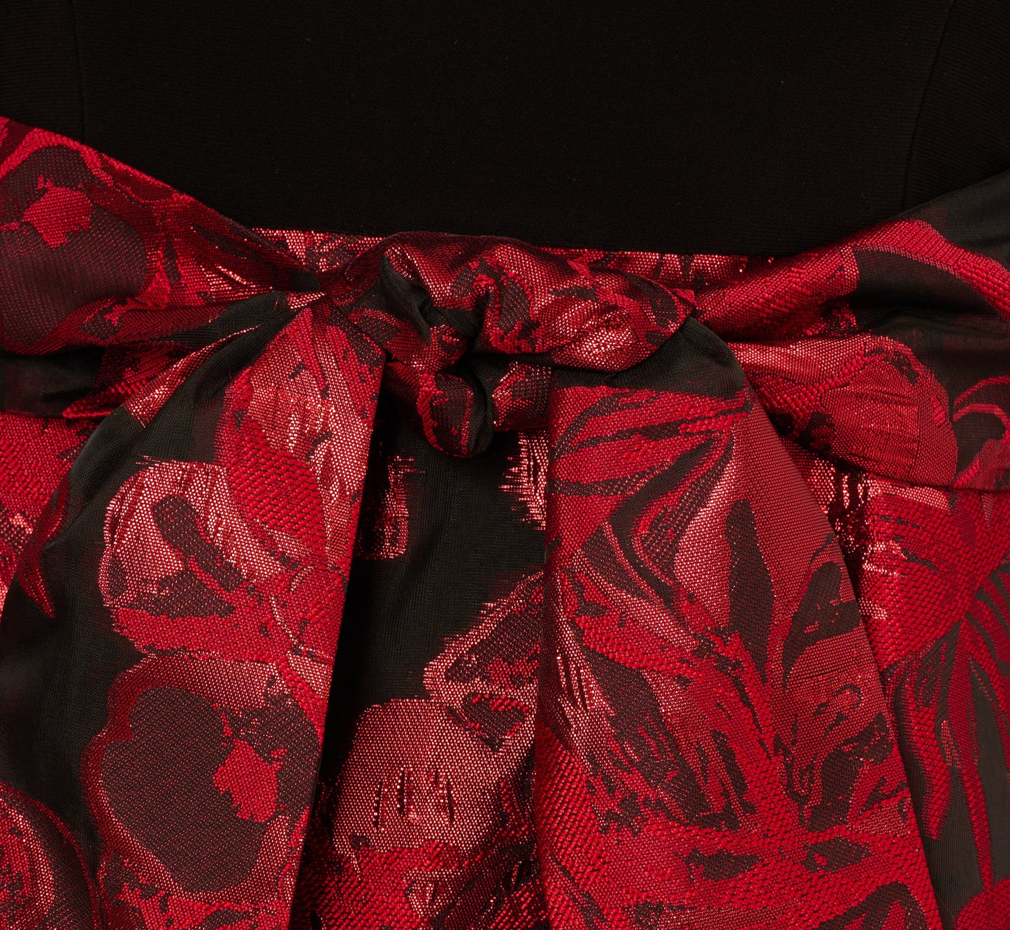 Combo Floral Jacquard Dress In Black Red