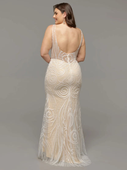 FIT AND FLARE TULLE AND BEADED LACE WEDDING DRESS