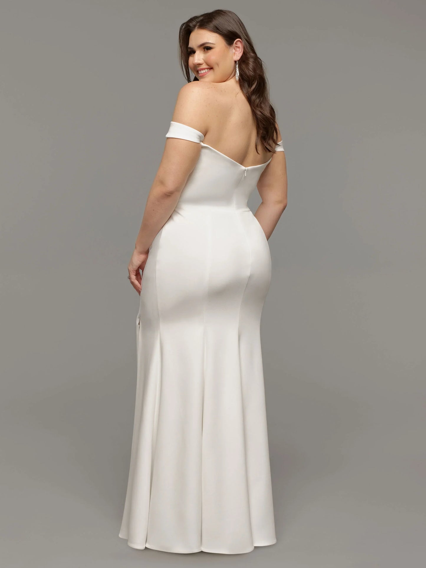OFF THE SHOULDER FIT AND FLARE WEDDING DRESS