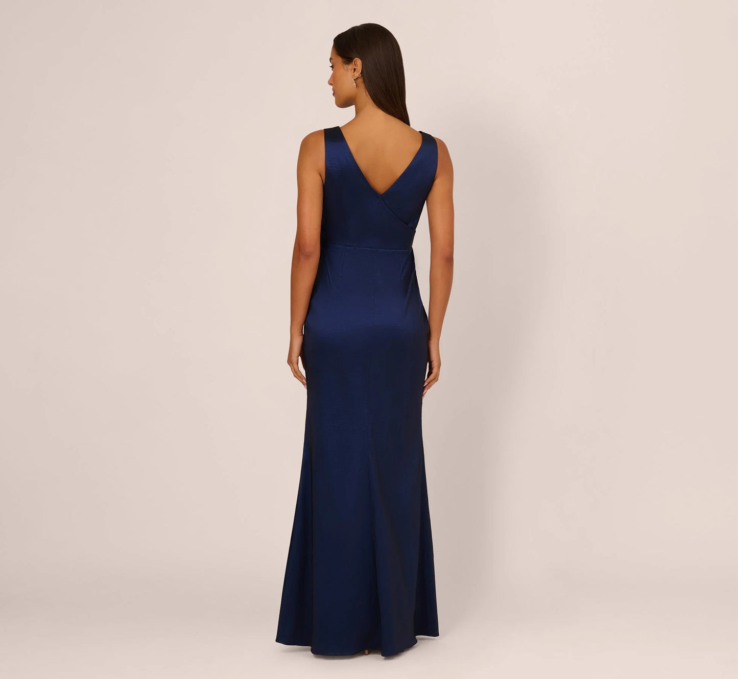 Sleeveless Taffeta Bow Gown In Antique Blue