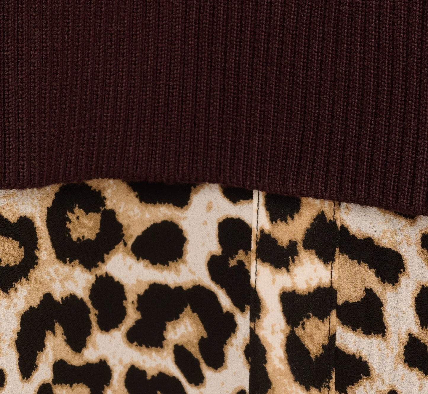 Long Sleeve Collared Printed Twover Sweater In Brownie W  Bengal Cheetah