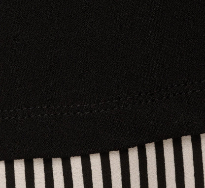 Three Quarter Sleeve Sweater With Button Down Accents In Blackw Black Ivorysmall Stripe