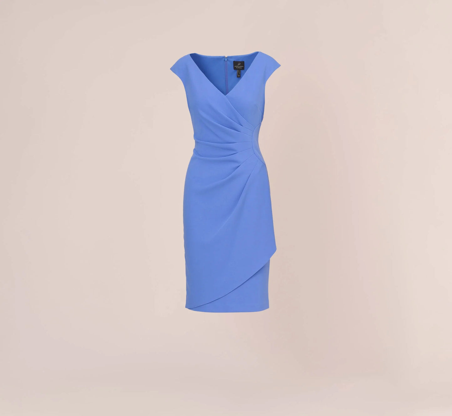 Crepe Sheath Dress With Draped Details In Precious Peri