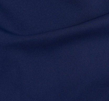 Off Shoulder Bell Sleeve Rosette Gown In Navy Sateen