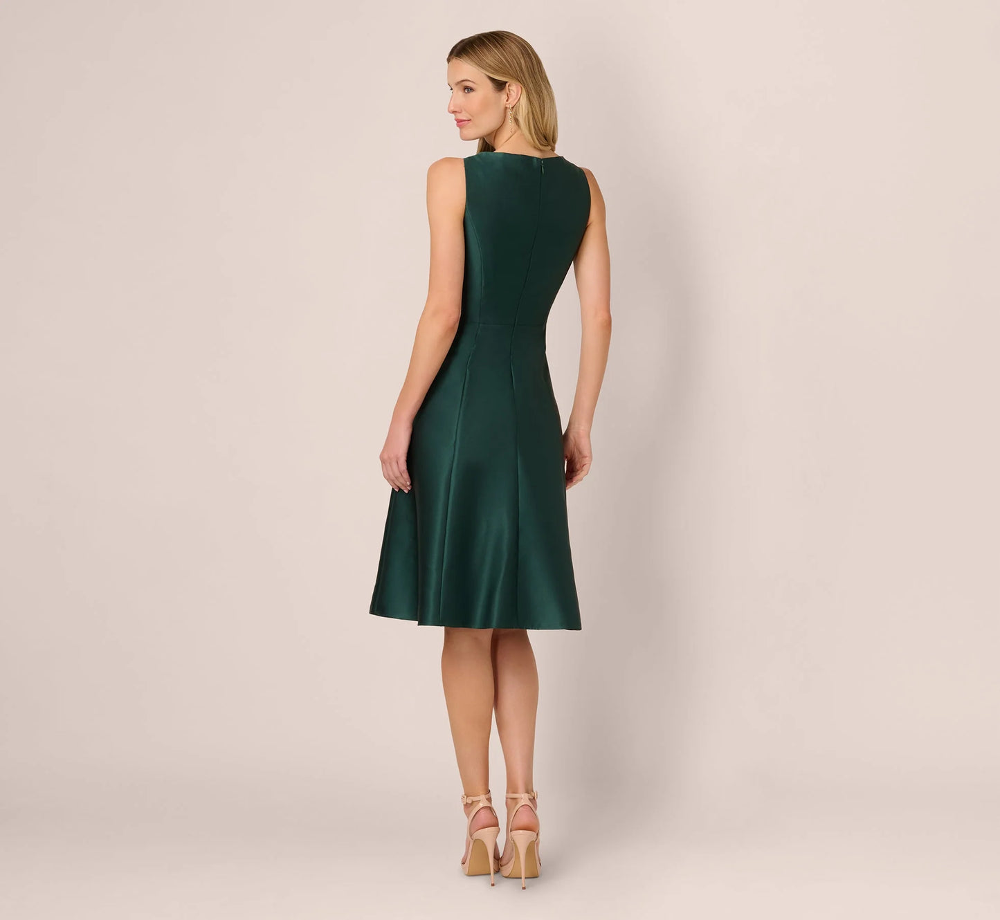 Sleeveless Bateau A Line Midi Dress In Dark Forest