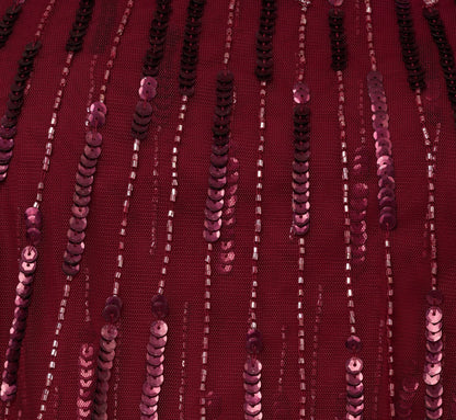 Plus Size Linear Bead Cape Column Gown In Mahogany