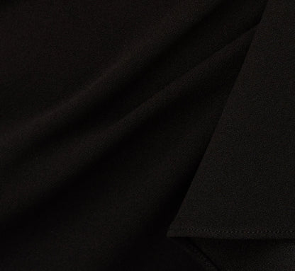 High Low Crepe Halter Gown With Organza Draping In Black