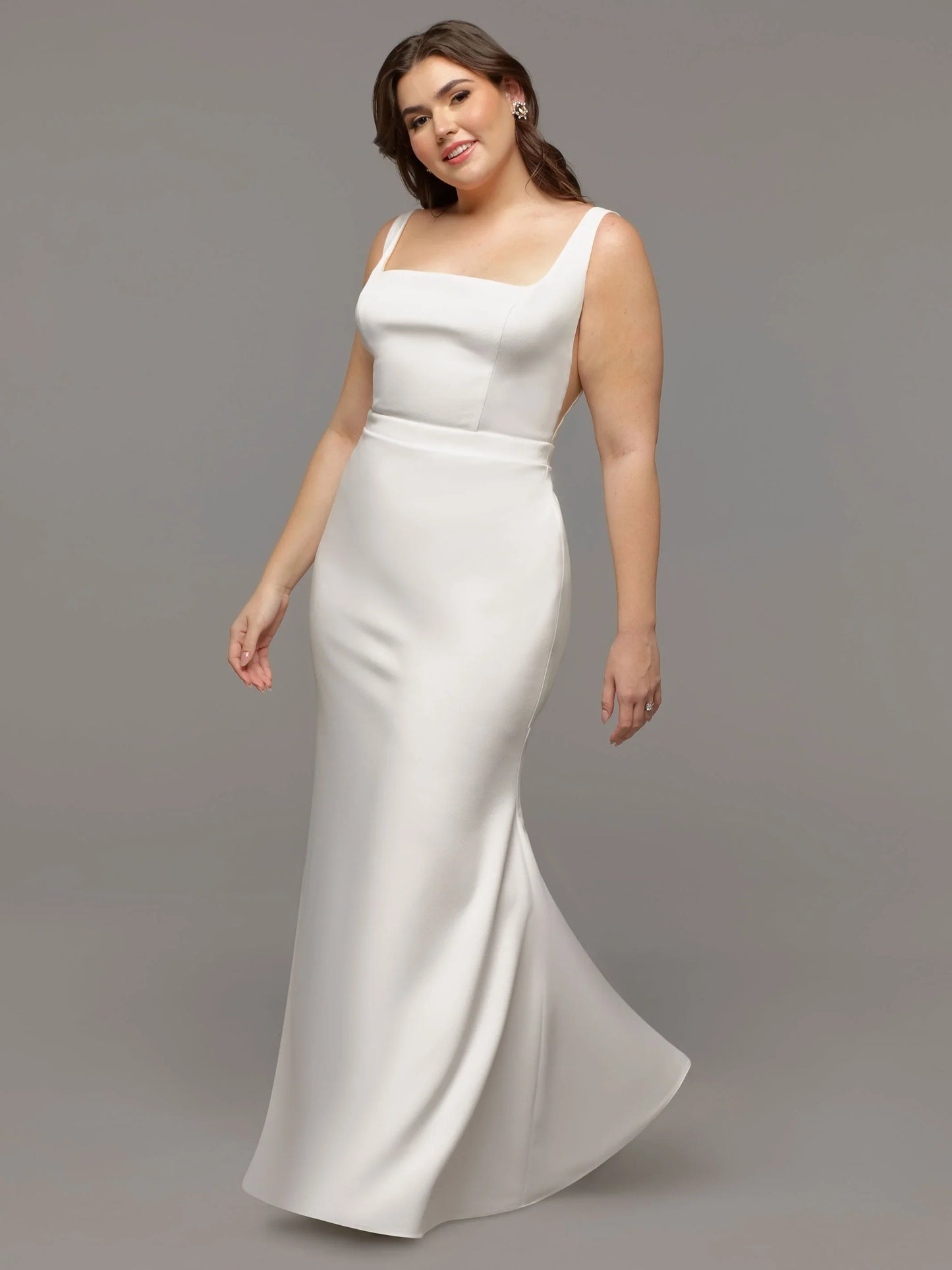 MODERN FIT AND FLARE BACKLESS WEDDING DRESS