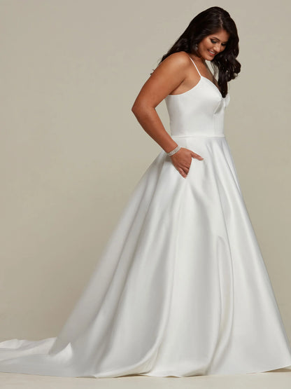 SATIN BALL GOWN WITH SPAGHETTI STRAPS AND SCOOP BACK