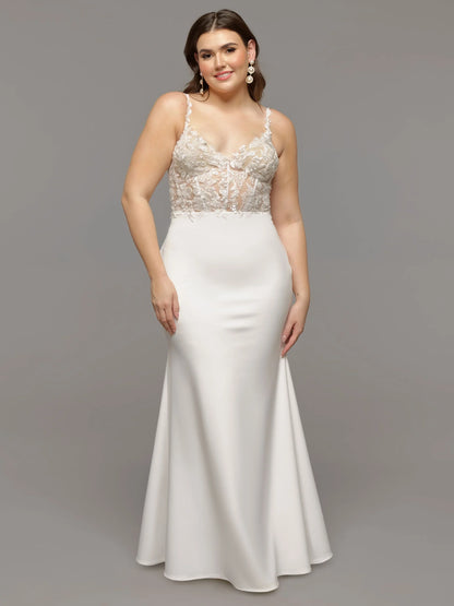 FIT AND FLARE WEDDING DRESS WITH ILLUSION BODICE