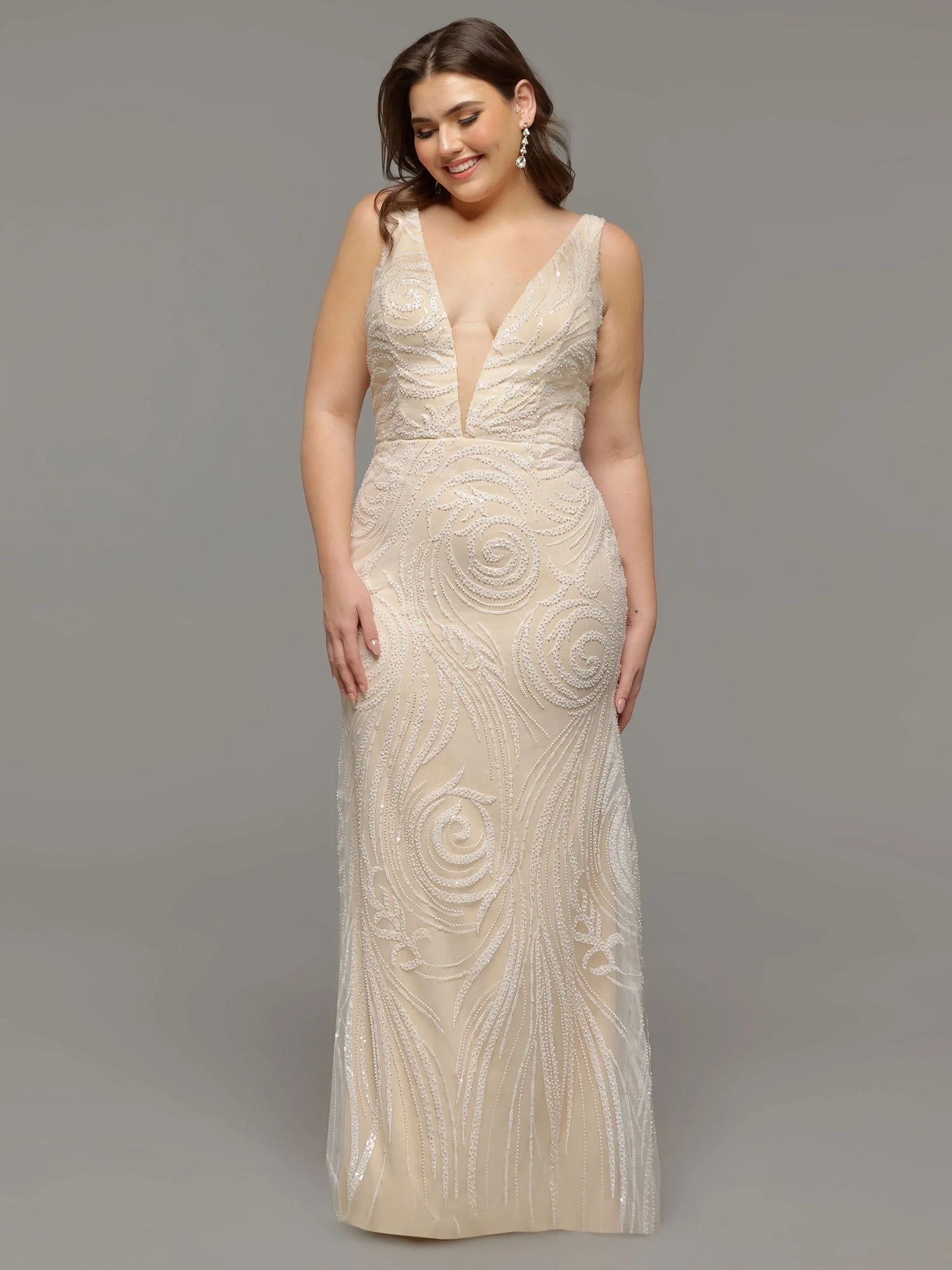 FIT AND FLARE TULLE AND BEADED LACE WEDDING DRESS