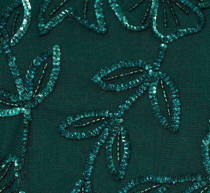 Sleeveless Blouson Mermaid Gown With Jasmine Beading In Gem Green