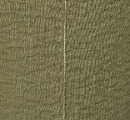 Contrast Stitching Crinkle Midi Pant In Oil Green Ivory