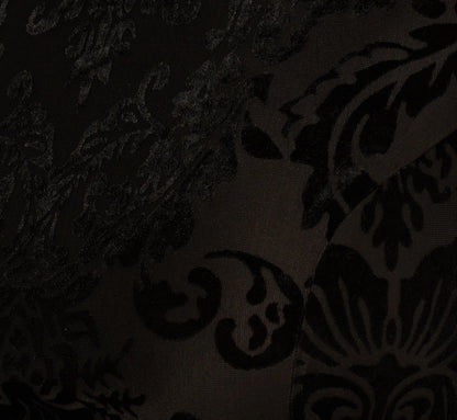 Long Sleeve Damask Burnout Velvet Midi Dress In Black