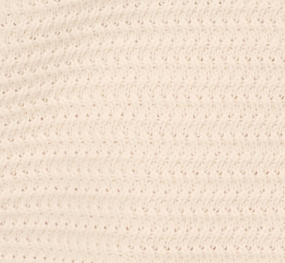 Short Sleeve Collared Cotton Crochet Top In Ivory Blue Moon