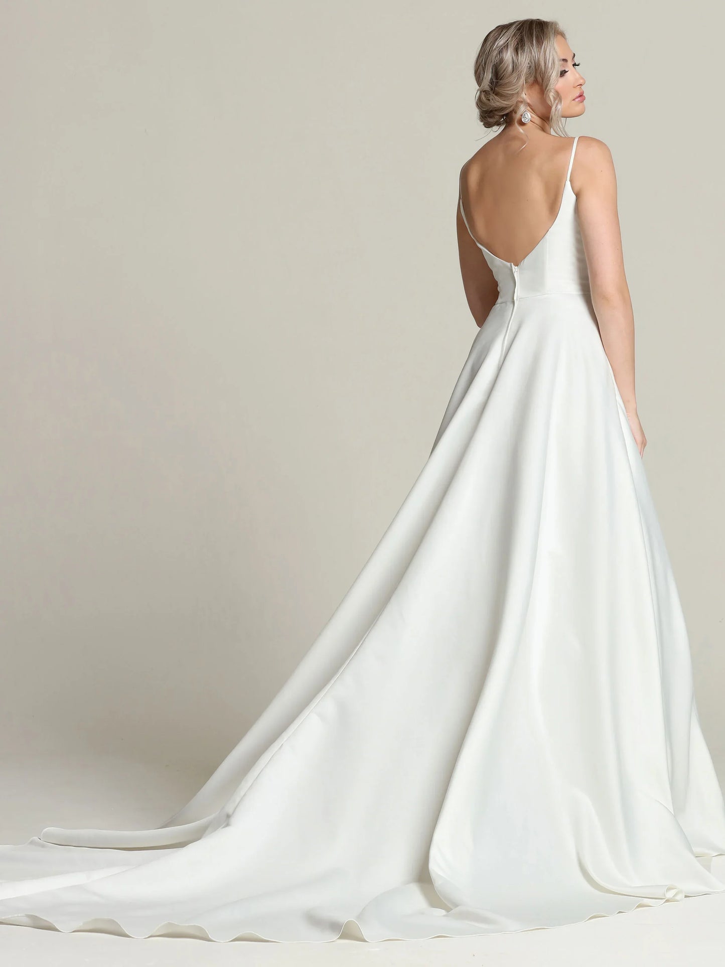 SATIN BALL GOWN WITH SPAGHETTI STRAPS AND SCOOP BACK