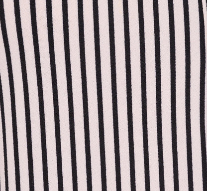 Short Sleeve Button Front Cropped Blouse In Ivory Navy Easy Stripe