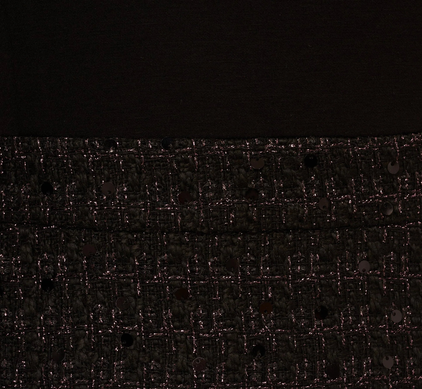 Long Sleeve Sequin Tweed Short Combo Dress In Black