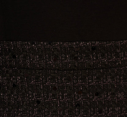 Long Sleeve Sequin Tweed Short Combo Dress In Black