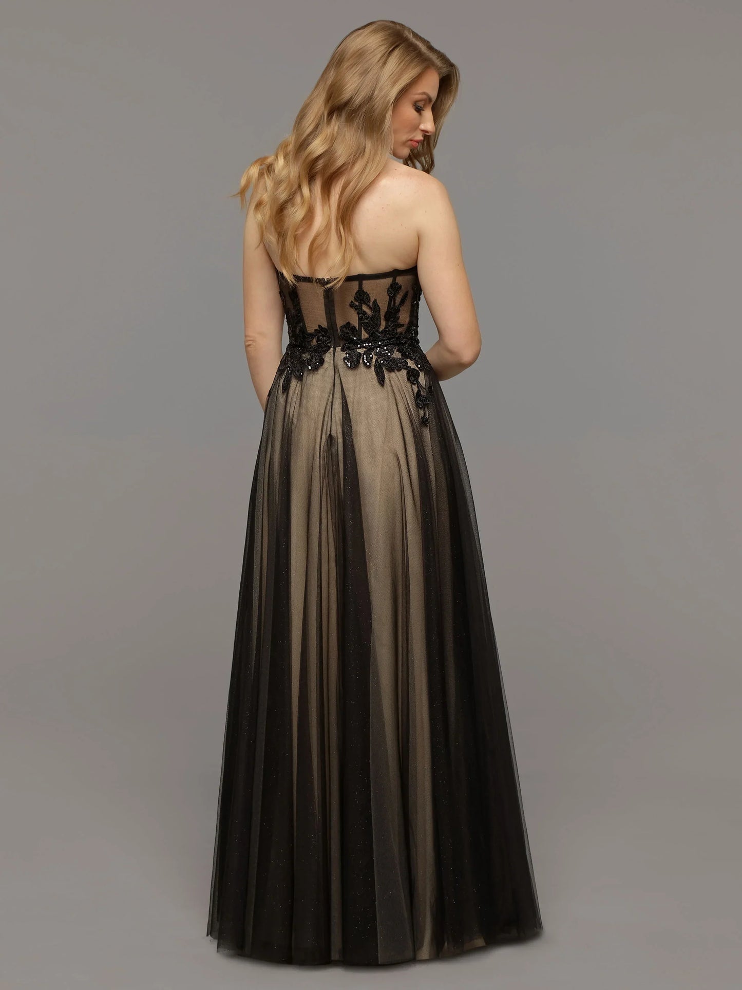 TULLE A LINE WEDDING DRESS WITH ILLUSION LACE BODICE