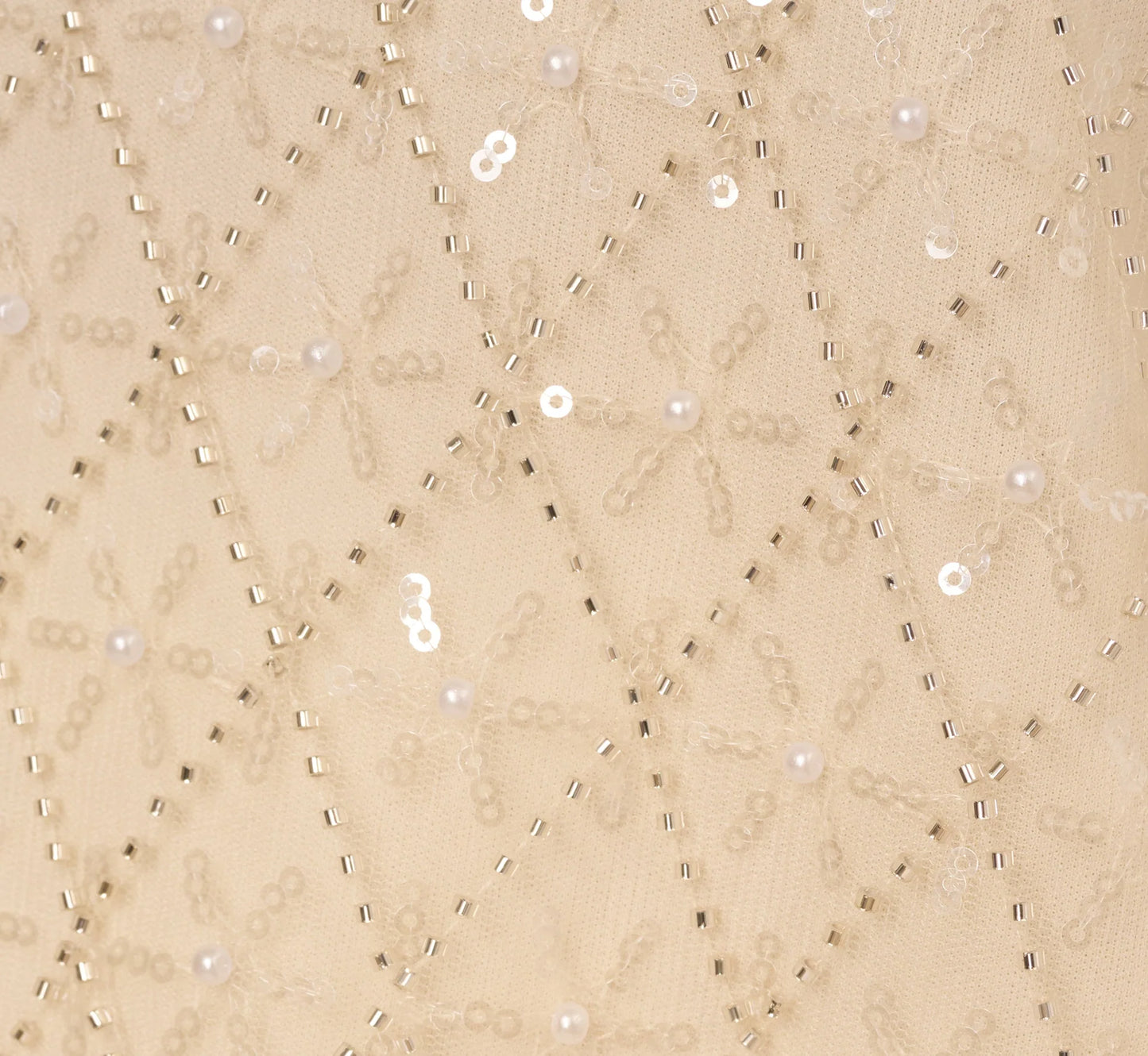 Sequin Beaded Tank Top In Almond Cream