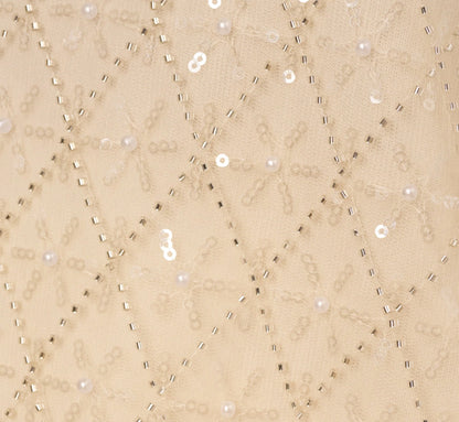 Sequin Beaded Tank Top In Almond Cream