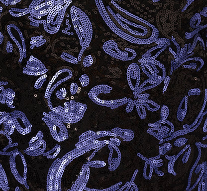 Plus Size Sequin Embroidered Gown In Black Blue