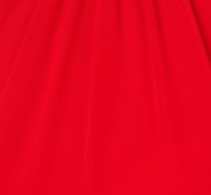 Chiffon Cape Sheath Dress With Ruffle Details In Red Crush