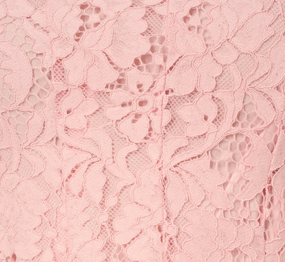 Cap Sleeve Pearly Lace Midi Dress In Blush Whisper
