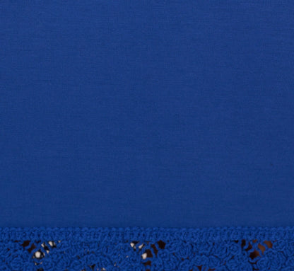 Crochet Trimmed Sheath Midi Dress With Tank Straps In Cobalt