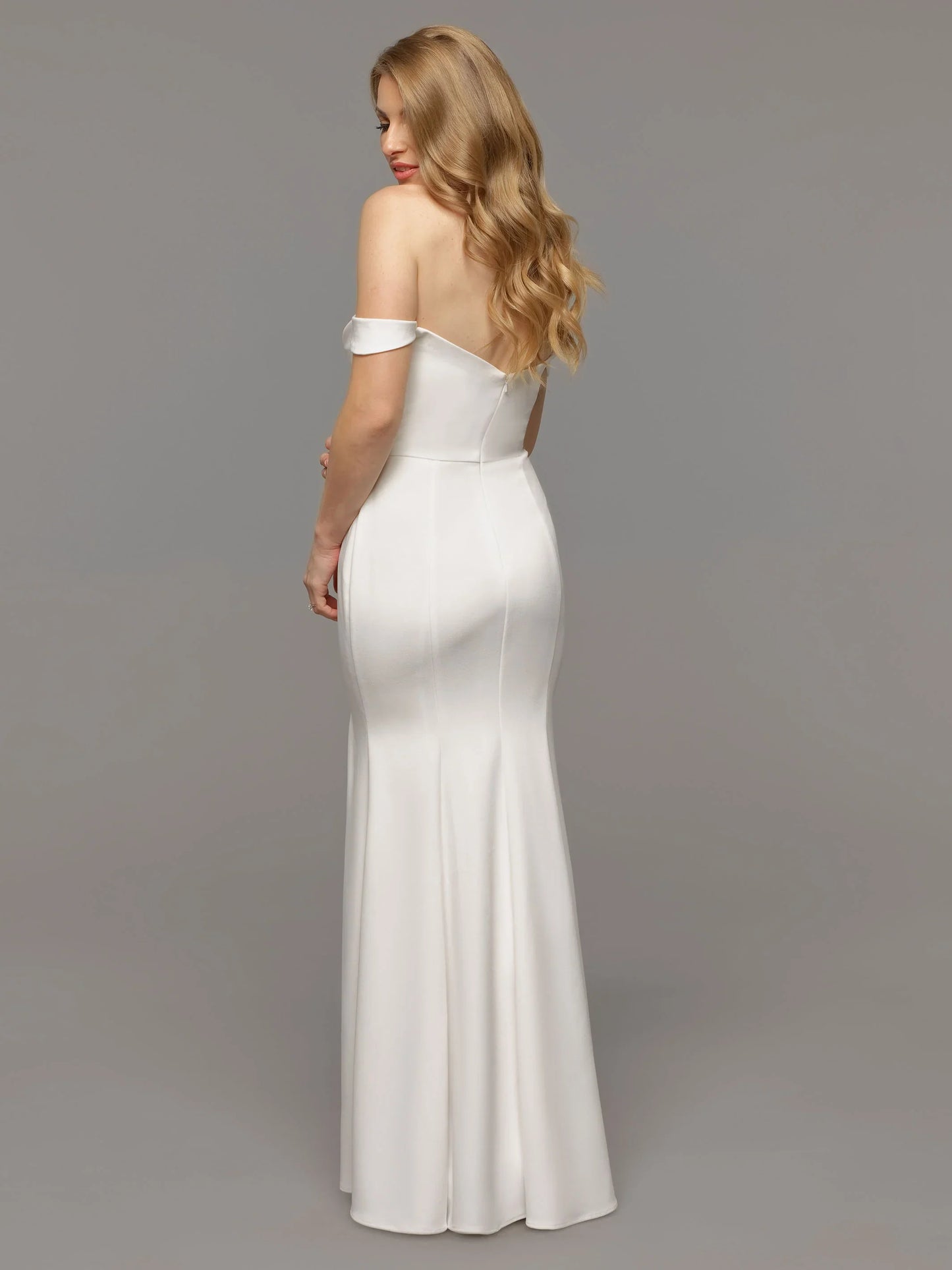 OFF THE SHOULDER FIT AND FLARE WEDDING DRESS