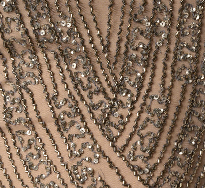 Hand Beaded Off Shoulder Gown In Sterling