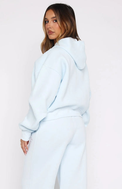 Lucky Thirteen Audrina Boxy Zip Front Hoodie Blue