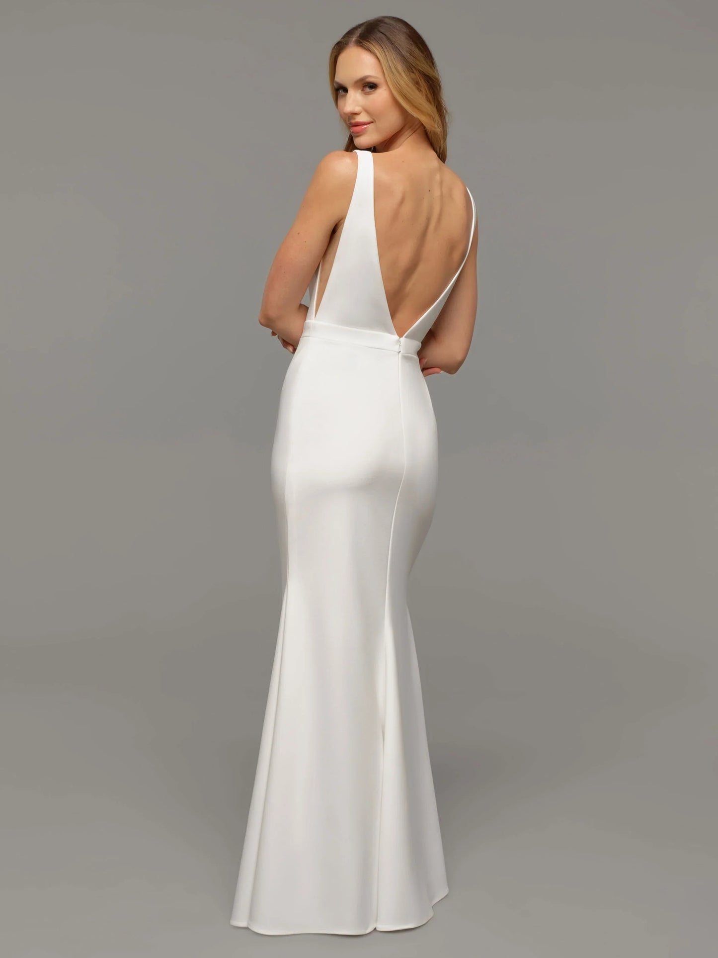 MODERN FIT AND FLARE BACKLESS WEDDING DRESS
