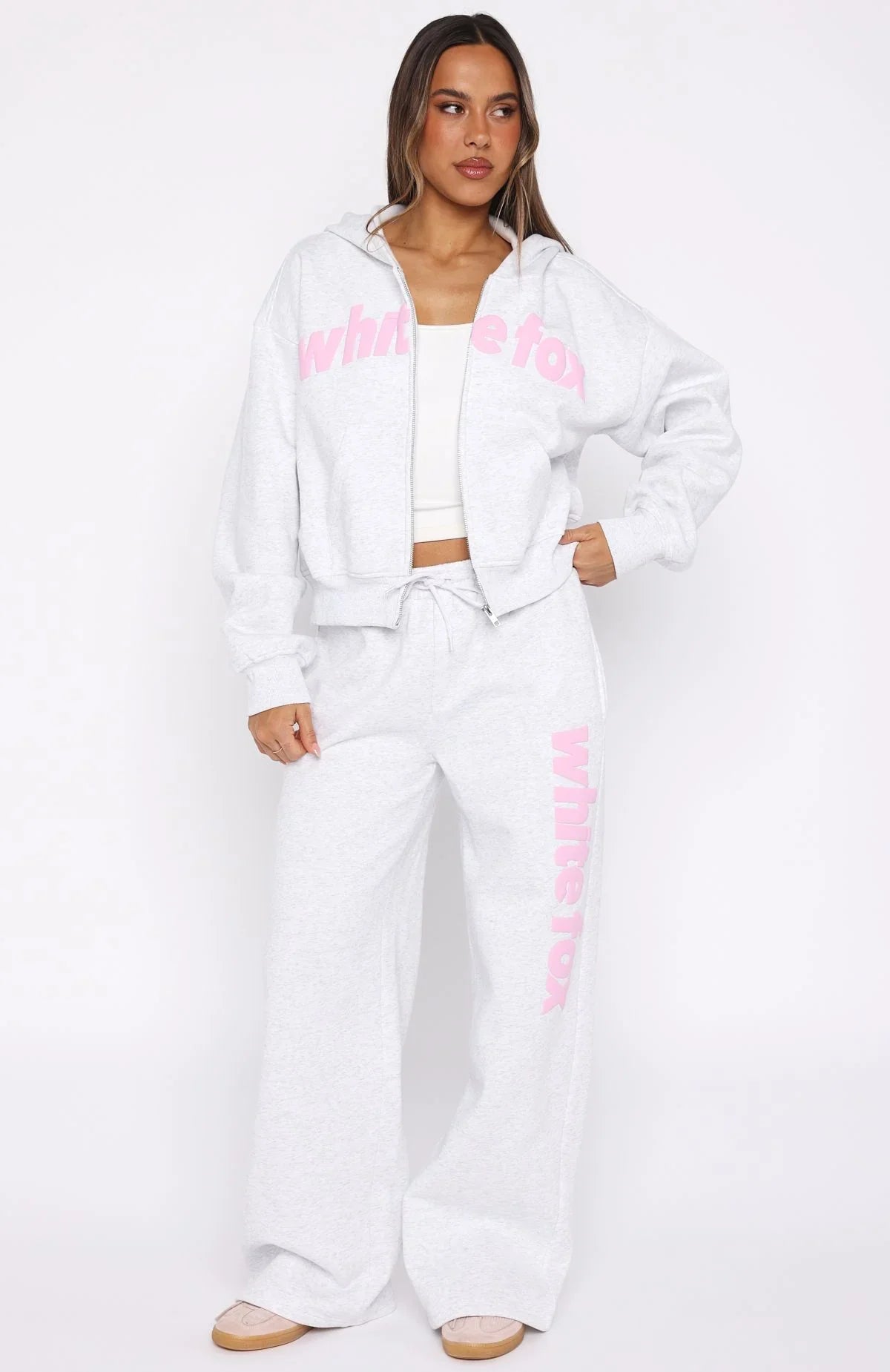 From The Archives Kenzie Boxy Zip Front Hoodie Grey Marle